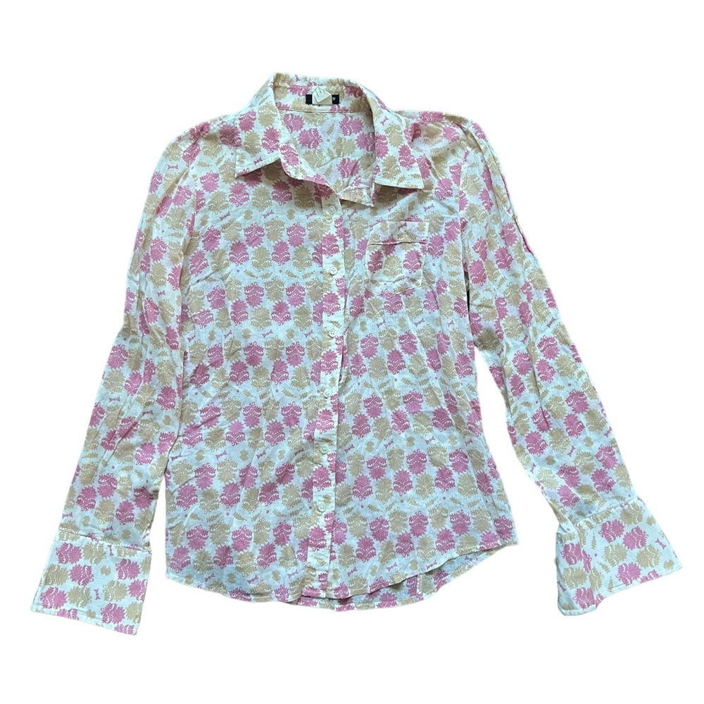J. Crew Button Down Up Floral Leafy Long Sleeve Casual Lightweight Shirt EUC S